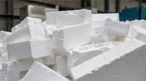 White EPS polystyrene packaging kept as a separate material stream